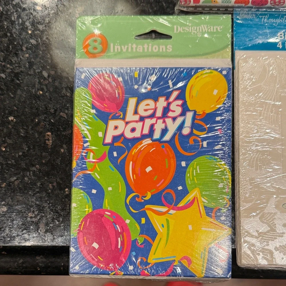 BUNDLE of 4 ITEMS Colorful Party Invitation Sets 3 + a pack of 10 pencils